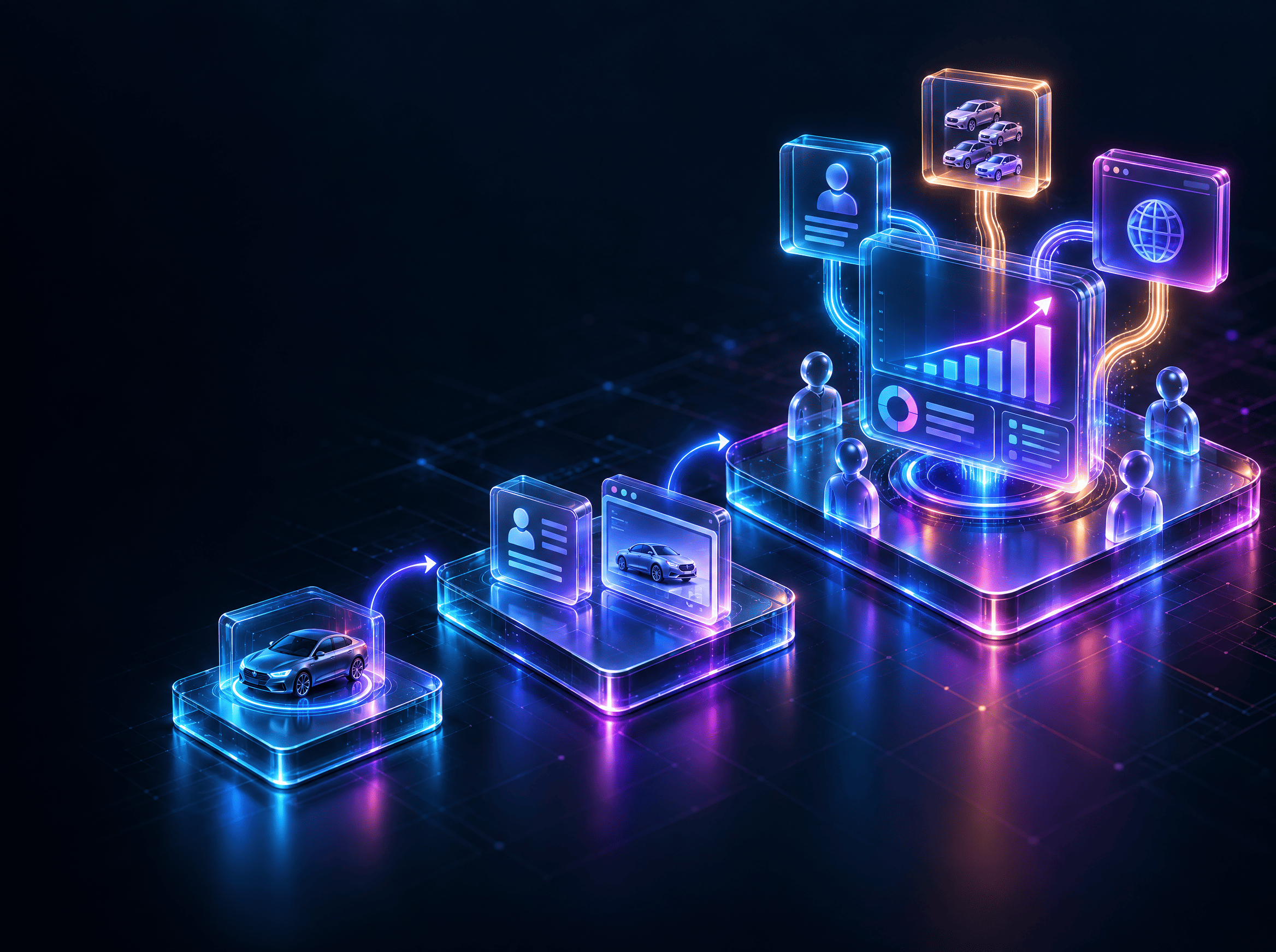 Sistema digitale modulare per concessionarie che evolve con il business: CRM, stock, sito web e dati integrati